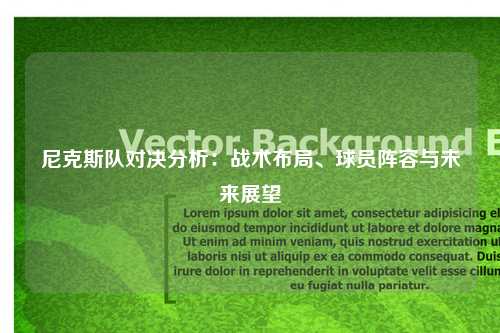 尼克斯队对决分析:战术布局、球员阵容与未来展望